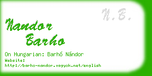 nandor barho business card